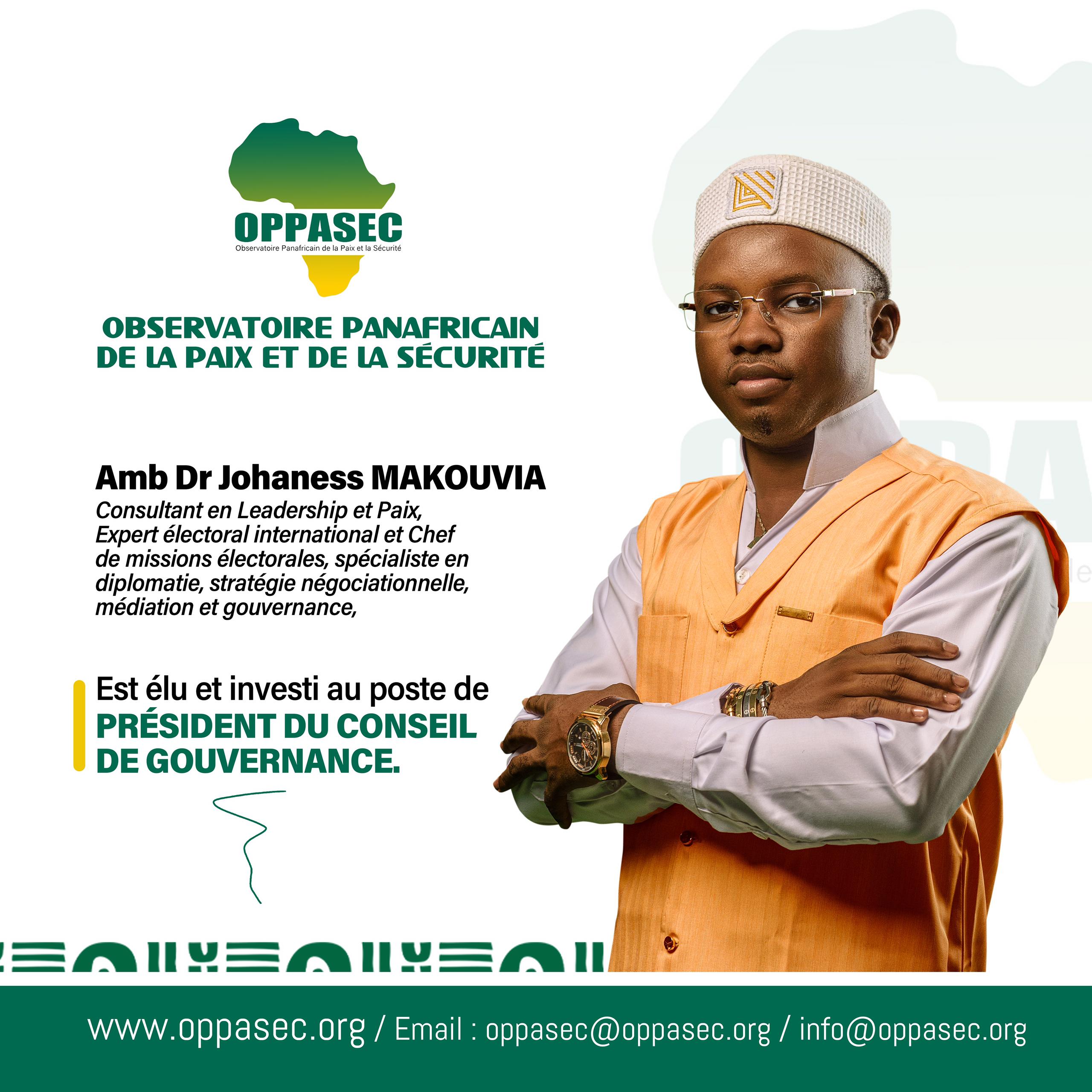 Observatoire Panafricain de la Paix et Sécurité (OPPASEC) : Le Togolais Amb Dr Johaness MAKOUVIA élu Président du Conseil de Gouvernance